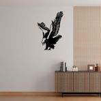 ROMIA Metal Kartal Duvar Sanatı, Modern 3D Uçan Kuş Siluet Dekoru, Siyah (50X13"/50X32)