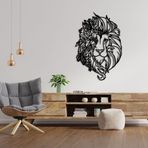 ROMIA Modern Aslan Duvar Sanatı, Metal Duvar Dekoru, Siyah Çiçek Tasarımı, Büyük Oturma Odası Dekoratif Heykel (14"x9"/35x24)