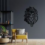 ROMIA Modern Aslan Duvar Sanatı, Metal Duvar Dekoru, Siyah Çiçek Tasarımı, Büyük Oturma Odası Dekoratif Heykel (20"X13"/50X34CM)