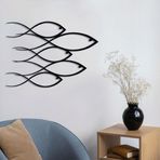 ROMIA Modern Balık Duvar Sanatı Dekoru, Siyah Metal Balık Okulu, Ev için Çağdaş Duvar Heykeli, Oturma Odası (28"X20"/70X50CM)