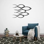 ROMIA Modern Balık Duvar Sanatı Dekoru, Siyah Metal Balık Okulu, Ev için Çağdaş Duvar Heykeli, Oturma Odası (50X35CM)