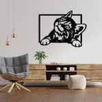 ROMIA Modern Kedi Duvar Sanatı Dekoru, Metal Siyah Çerçeve, 3D Kesim Tasarımı, Oturma Odası Ev Dekorasyonu (50 x 38 cm)