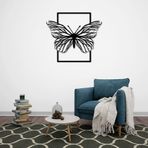 ROMIA Modern Kelebek Metal Duvar Sanatı, Siyah Çerçeve, 3D Çağdaş Ev Dekoru (50X44CM)