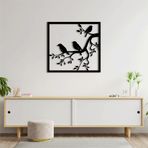 ROMIA Modern Kuş Duvar Sanatı, Siyah Metal Ağaç Dalı Silueti, Kare Çerçeve, 3D Ev Dekoru (20" 19"/50X48CM)