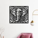 ROMIA Modern Metal Duvar Sanatı, Siyah Fil Tasarımı, Dekoratif Mozaik Desen, Kare Duvar Dekoru (20"X18"/50X45CM)