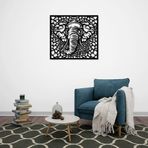 ROMIA Modern Metal Duvar Sanatı, Siyah Fil Tasarımı, Dekoratif Mozaik Desen, Kare Duvar Dekoru (28"X25"/70X63CM)
