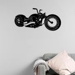 ROMIA Motosiklet Metal Duvar Sanatı Dekoru, Siyah, Modern Doğrayıcı Tasarım, 3D Duvara Monte Heykel (28"X13"/70X34CM)