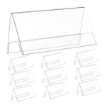 ROMISBABA 10 Adet Akrilik Tabela Tutucu Küçük Şeffaf İsim Plakası Masa Yatay İsim Plakası Ekran Kartı Etiketi Etiket Standı Ofis Okul Mağaza İş Için 120 X 60mm