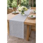 Rona Home Premium Kalite Leke Tutmaz Kumaş Gri Çiçek Desenli Masa Runnerı Şık Mutfak Salon Yemek Masası Örtüsü - 40 x 160 cm