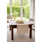 Rona Home Şık Papatya Desenli Premium Kalite Kumaş Masa Runner - Salon ve Mutfak Dekoratif Runner Örtü - Krem - 40 x 160 cm