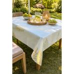 Rona Home Yaprak Desenli Masa Örtüsü Su Geçirmez Kolay Silinebilir Pvc Sofra Örtüsü Şık ve Lüks Tasarım - Bej - 140 x 160 cm