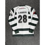 Ronaldo 28 Sportin Lisbon Nostalji Uzun Kol Forması - XL - Yeşil - Beyaz