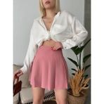 Ronanna Atlas Belden Pileli Etek S24930 - Pudra