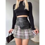 Ronanna Deri Garnili Cepli Ekose Etek Siyah S24604 - M