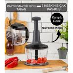 Rondom Çelik 3 Bıçaklı Pratik Basmalı El Rondosu Doğrayıcı Büyük Boy 2365 Çok Renkli