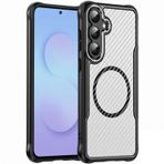 Rongep [Clear-Carbon] Samsung Galaxy S25 FE için Kılıf Manyetik [MagSafe ile Uyumlu] S25 FE Koruyucu Darbe Emici Güçlü Manyetikli Arkası Karbon Fiber Dokulu Samsung S25 FE Kılıfı (Siyah)