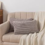RongRongIN Pelüş yastık kılıfı 30 x 50 cm 2'li set – Gri tüylü kırlent kılıfı, yumuşak, sıcak, suni kürk, lüks yastık kılıfı, yatak odası, oturma odası, kanepe, yatak, araba için, dekoratif yastık