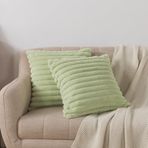 RongRongIN Pelüş yastık kılıfı 40 x 40 cm 2'li set – Yeşil tüylü kırlent kılıfı, yumuşak, sıcak, suni kürk, lüks yastık kılıfı, yatak odası, oturma odası, kanepe, yatak, araba için, dekoratif yastık