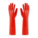 rongweiwang 2X Lastik Eldiven Mutfak Gadget Bahçe Aracı Uzun Ömürlü Işçilik Sızıntı Yok Büyük Sızdırmazlık Çok Amaçlı Bulaşık Yıkama Mitten, Kırmızı, S