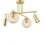 Ronisu Aydınlatma Velinor Cam Küre ve Spotlu Modern Avize – Salon & Oturma Odası Avizesi - Gold