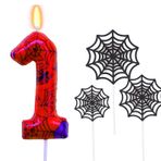 Ronoza Doğum günü mumları 1 rakamı (Spidey Deko), doğum günü mumları, yeşil doğum günü mumu, Spidey 1, pasta için doğum günü mumları, mum 1, sayılar (pasta dekorasyonu, örümcek ağı seti)