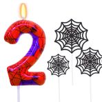 Ronoza Doğum günü mumları 2 rakamı (Spidey Deko), doğum günü mumları, yeşil doğum günü mumu, örümcek 2, pasta için doğum günü mumları, mum 2, sayılar (pasta dekorasyonu, örümcek ağı seti)