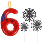 Ronoza Doğum günü mumları 6 rakamı (Spidey Deko), doğum günü mumları, yeşil doğum günü mumu, örümcek 6, pasta için doğum günü mumları, 6, mum rakamları (pasta dekorasyonu, örümcek ağı seti)