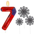 Ronoza Doğum günü mumları 7 rakamı (Spidey Deko), doğum günü mumları, yeşil doğum günü mumu, örümcek 7, pasta için doğum günü mumları, 7, mum rakamları (pasta dekorasyonu, örümcek ağı seti)
