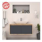 Roomart 100 cm Ahşap Antrasit Lavabolu Asma Banyo Dolabı