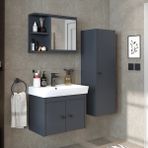 Roomart Ada Lavabolu Banyo Alt Dolabı + Banyo Üst Dolabı + Banyo Boy Dolabı - Antrasit