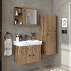 Roomart Ada Lavabolu Banyo Alt Dolabı + Banyo Üst Dolabı + Banyo Boy Dolabı - Atlantik Çam