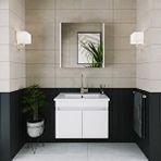 Roomart Al3 Ayaksiz 2 Kapakli Lavabolu Beyaz Mdf 65 Cm Banyo Dolabi Aynali Ust Dolabi
