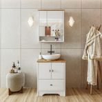 Roomart Ayaklı 2 Kapaklı Lavabolu Mat Beyaz MDF Banyo Dolabı 60 cm Modern Tasarım ve Fonksiyon