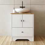Roomart Ayaklı 2 Kapaklı Lavabolu Mdflam 60 cm Banyo Dolabı - Mat Beyaz