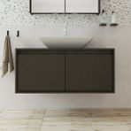 Roomart Ayaksız 2 Kapaklı Lavabolu Ahşap Siyah Suntalam 100 cm Banyo Dolabı