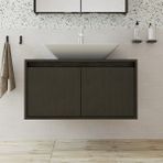 Roomart Ayaksız 2 Kapaklı Lavabolu Ahşap Siyah Suntalam 85 cm Banyo Dolabı