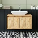 Roomart Ayaksız 2 Kapaklı Lavabolu Mat Ahşap Mdf 85 cm Banyo Dolabı - Atlantik Çam