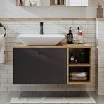 Roomart Ayaksız Lavabolu Mdf 95 Cm Çekmeceli Banyo Dolabı Çam