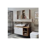 Roomart Ayaksiz Lavabolu Mdf 95 Cm Cekmeceli Lotus Oval Lavabolu Banyo Dolabi + Aynali Ust Dolabi