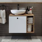 Roomart Ayaksız Lavabolu Mdflam 65 Cm Çekmeceli Banyo Dolabı Beyaz