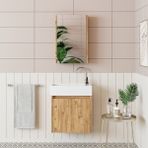 Roomart Ayaksız Tek Kapaklı Lavabolu 50 cm Atlantik Çam Banyo Dolabı ve Aynalı Üst Dolabı ve Boy Dolabı