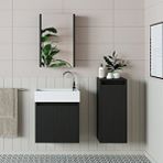 Roomart Ayaksız Tek Kapaklı Lavabolu 50 Cm Banyo Dolabı + Aynalı Üst Dolabı + Boy Dolabı