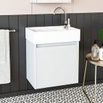 Roomart Ayaksız Tek Kapaklı Lavabolu Beyaz 50 cm Banyo Dolabı