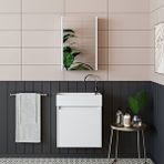Roomart Ayaksiz Tek Kapakli Lavabolu Mat Beyaz 50 Cm Banyo Dolabi Aynali Ust Dolabi