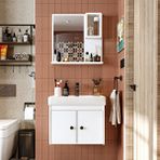 Roomart Ayda Ayaksız 2 Kapaklı Lavabolu Mat Beyaz 60 Cm Banyo Dolabı+aynalı Üst Dolabı