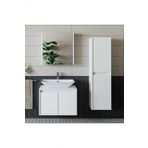 Roomart Banos Banyo Lavabolu Mat Beyaz Mdf 65Cm Banyo Dolabi+Aynali Banyo Ust Dolap+Banyo Boy Dolap