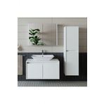 Roomart Banos Banyo Lavabolu Mat Beyaz Mdf 85 Cm Banyo Dolabi+Aynali Banyo Ust Dolap+Banyo Boy Dolap
