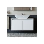 Roomart Banos Banyo Ld7 Ayaksiz 2 Kapakli Lavabolu Mat Beyaz Mdf 85 Cm Banyo Dolabi