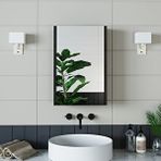 Roomart Banos Banyo Roomart Kulpsuz Tek Kapaklı Ahşap Siyah 40 cm Aynalı Banyo Üst Dolabı