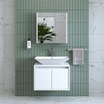 Roomart Banos Banyo Tm7.2 Lavabolu Mat Beyaz Mdf 65 Cm Banyo Dolabi + Aynali Banyo Ust Dolabi